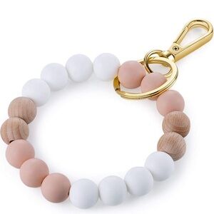 Silicone Beaded Bangle Wristlet Key Chain Bracelet.